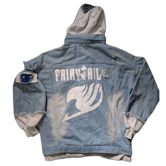 Haikyuu!! Karasuno Denim Jacket Hoodies Coat Sweatshirts Jean Light Wash Distre - Picture 6 of 6